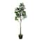 59" Green Faux Foliage Indoor Outdoor Fig Artificial Tree with Black Melamine Pot